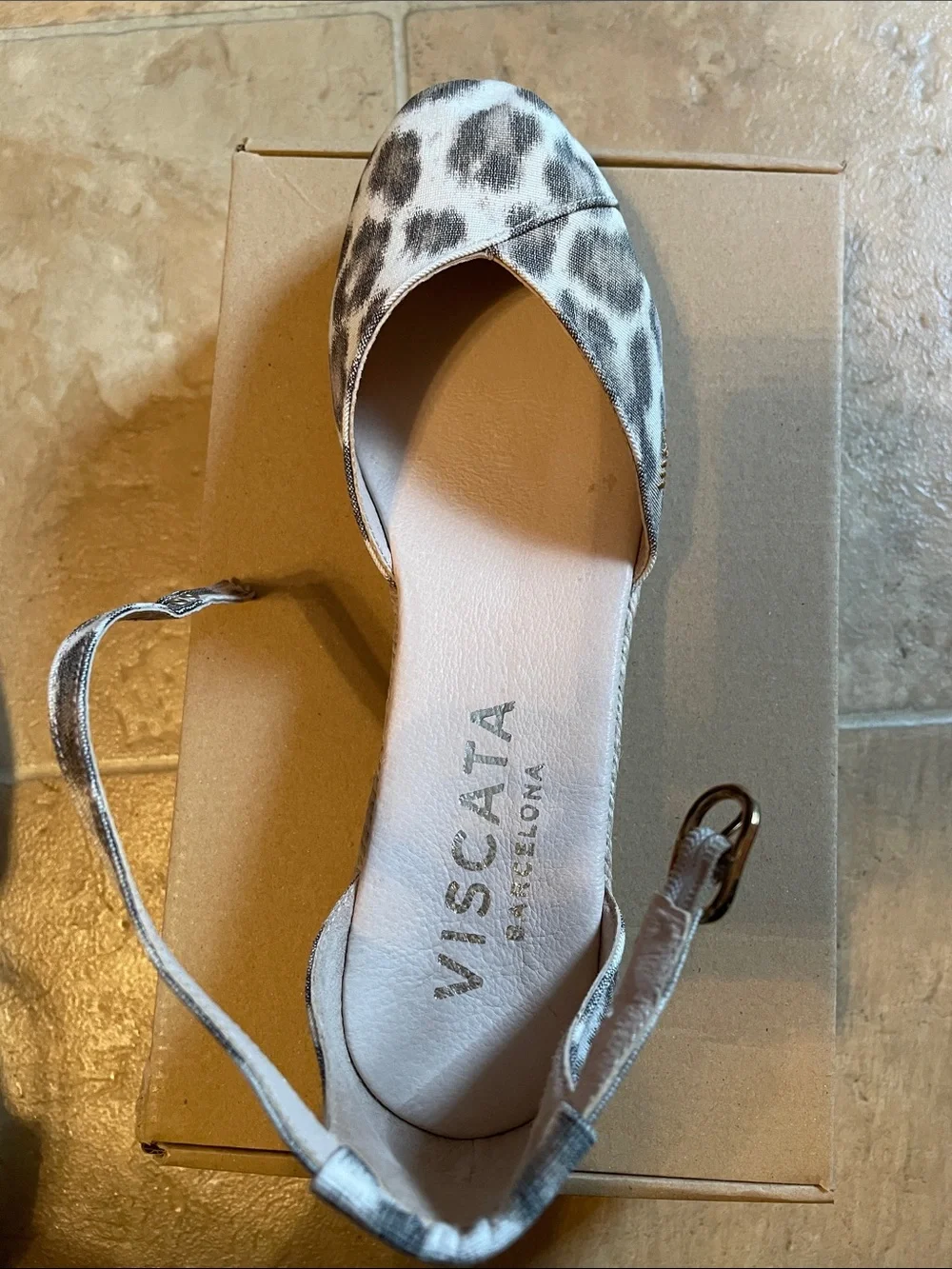 VISCATA Leopard Print Ankle-Strap Espadrilles - Neutral